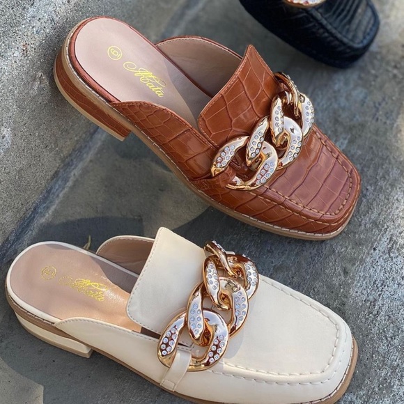 Tan croco chain mule sandal - Picture 3 of 12